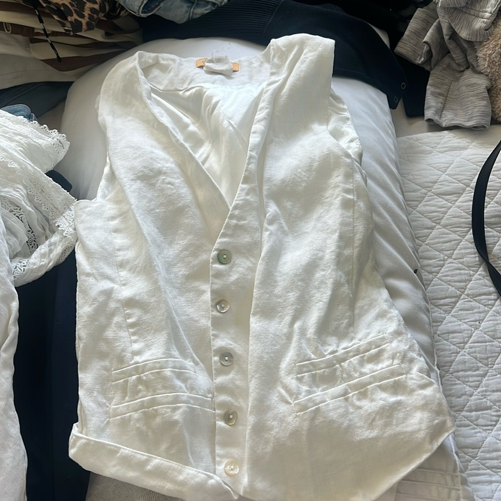 White linen vest